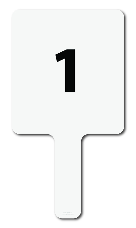 Custom shaped corrugated plastic bidder auction paddles / hand fans with... from ASI 54322 FireSprint Printing