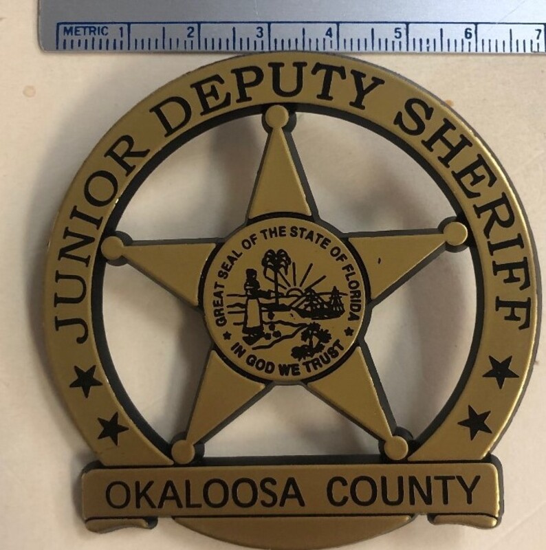 Plastic Junior Police officer badge, choose base color of black, silver... from ASI 89241 Star Promo, Inc.