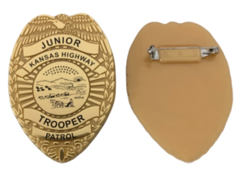Plastic Junior Police officer badge, choose base color of black, silver... from ASI 89241 Star Promo, Inc.