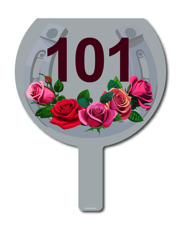 Custom shaped corrugated plastic bidder auction paddles / hand fans with... from ASI 54322 FireSprint Printing