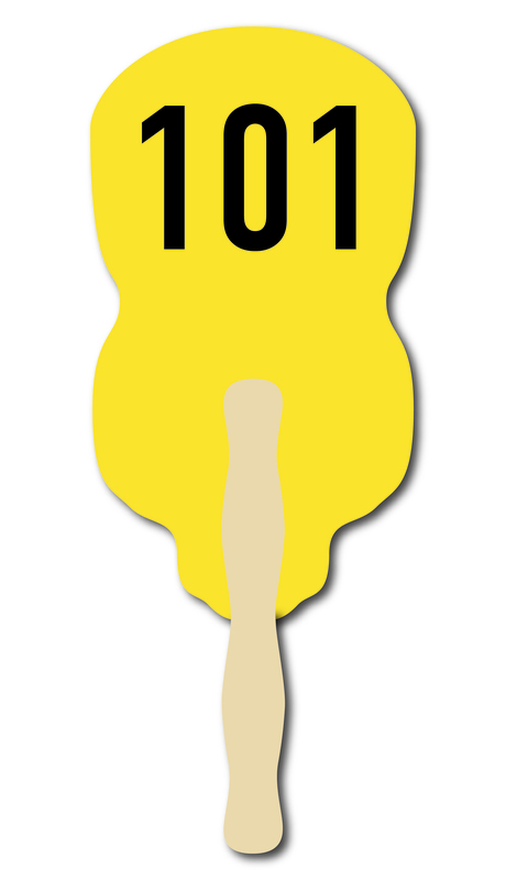 Digital printed neon light bulb shape auction fan with visible wooden... from ASI 67620 Lion Circle Corp / Lion/Circle