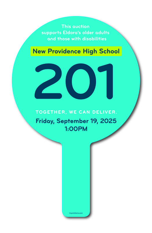 Custom shaped corrugated plastic bidder auction paddles / hand fans with... from ASI 54322 FireSprint Printing