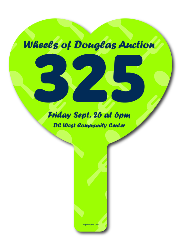 Custom shaped corrugated plastic bidder auction paddles / hand fans with... from ASI 54322 FireSprint Printing