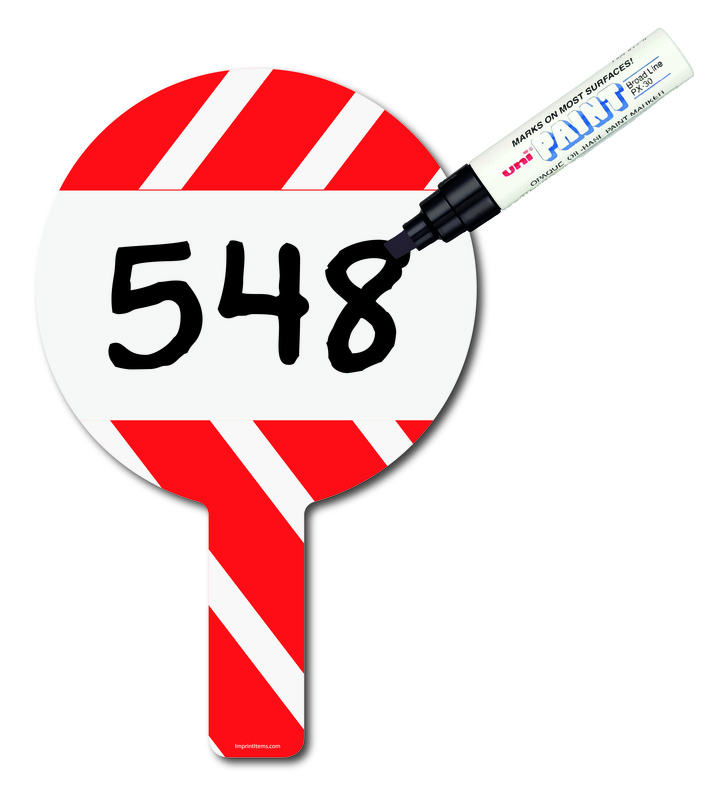 Custom shaped corrugated plastic bidder auction paddles / hand fans with