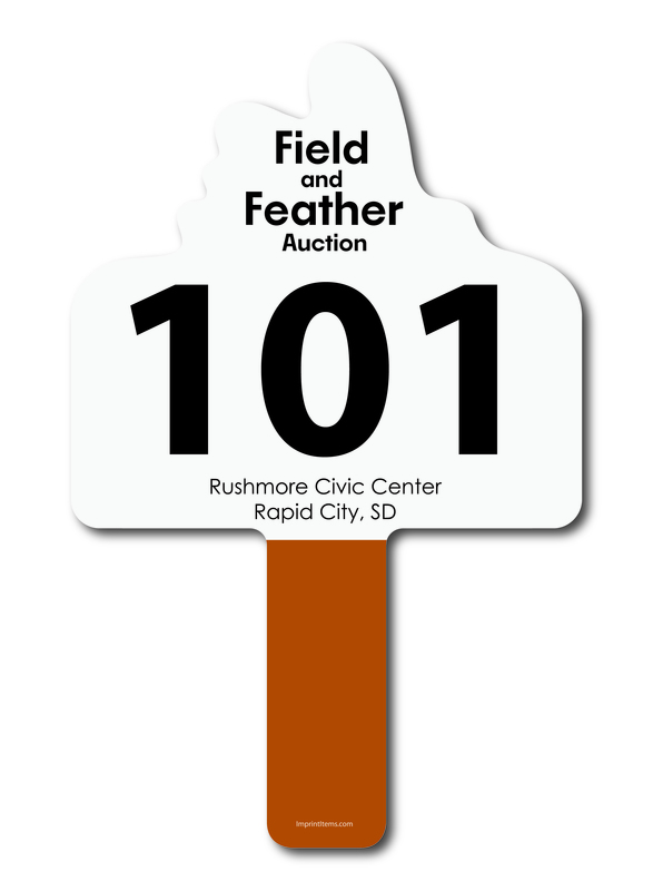 Custom shaped corrugated plastic bidder auction paddles / hand fans with... from ASI 54322 FireSprint Printing