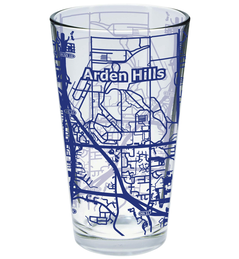 Custom map printed pint glass. 16 oz. Wrap imprint of city,... from ASI 74710 Numo / NUMO