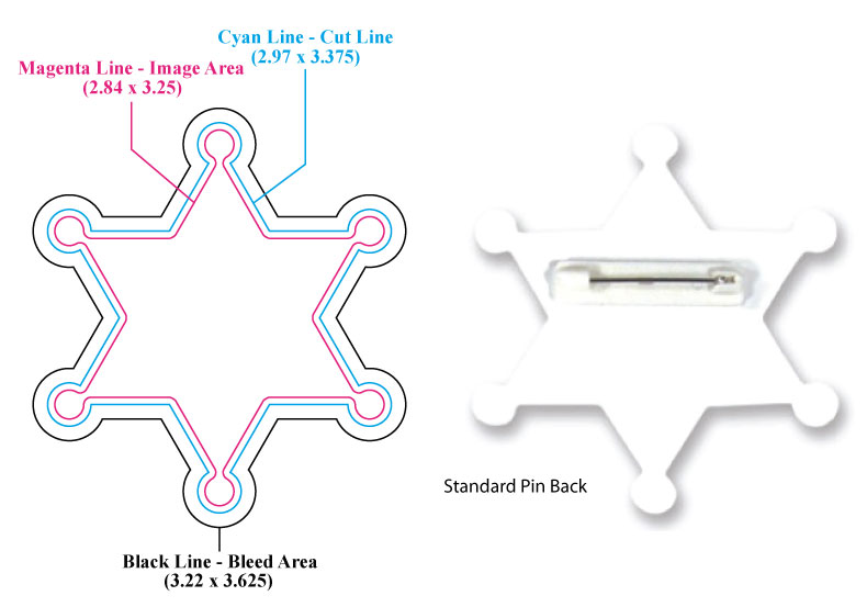 Sheriff badge shaped poly button made of 30 mil. high impact... from ASI 93520 Ventura Inc