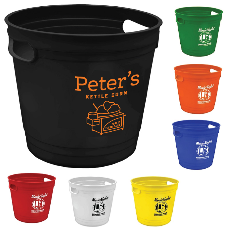 Reusable plastic popcorn bucket / tub / pail with molded handles.... from ASI 55990 Garyline / GaryLine®