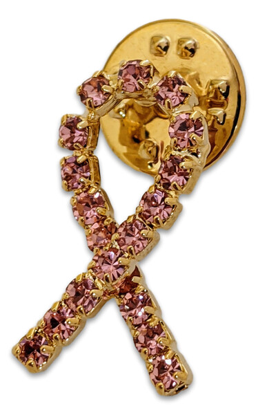 Pink Rhinestone Breast Cancer Awareness / Support Lapel Pin