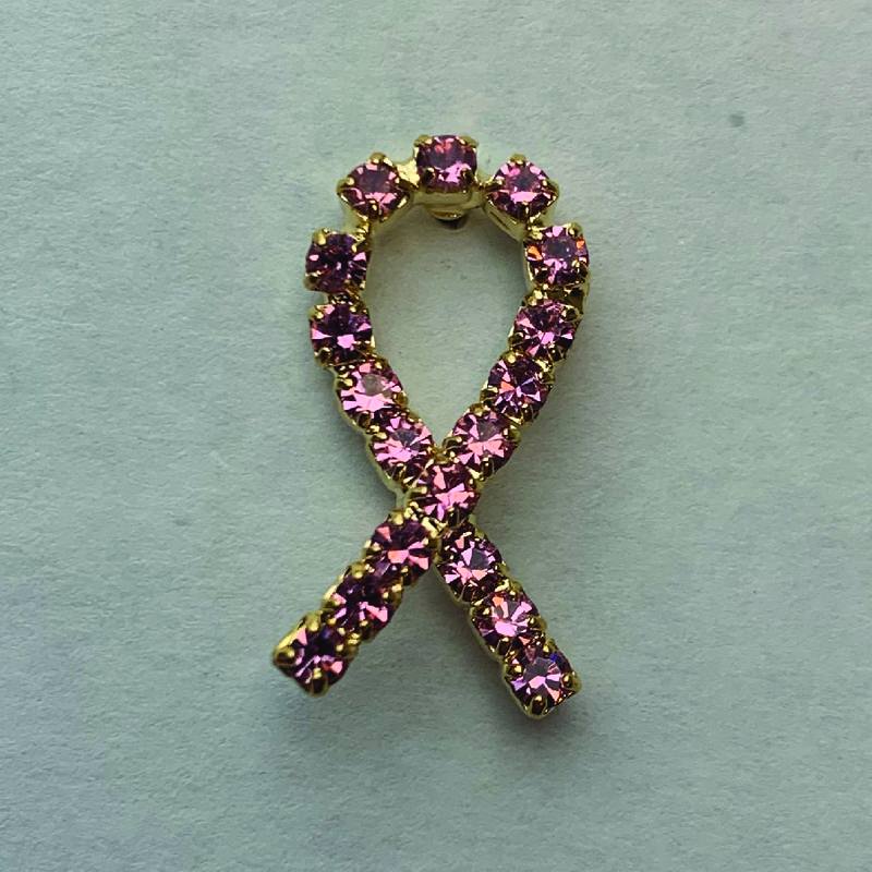 Pink Rhinestone Breast Cancer Awareness / Support Lapel Pin