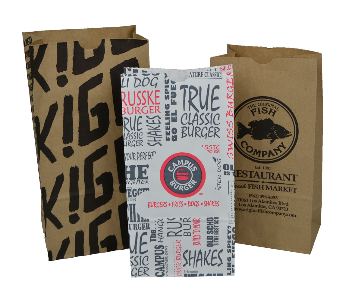 Paper Popcorn Bags in Natural Kraft or White