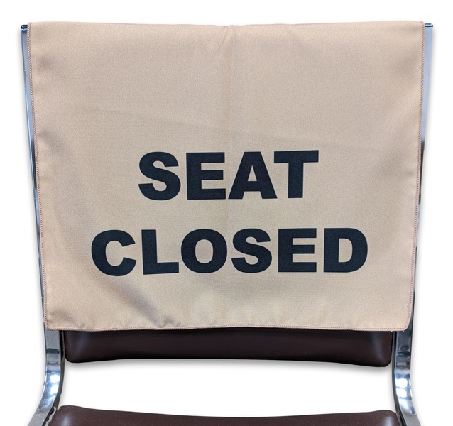 Seat Closed fold over fabric chair cover and sign... from ASI 94105 Visual Textile Resource / Adcapitol