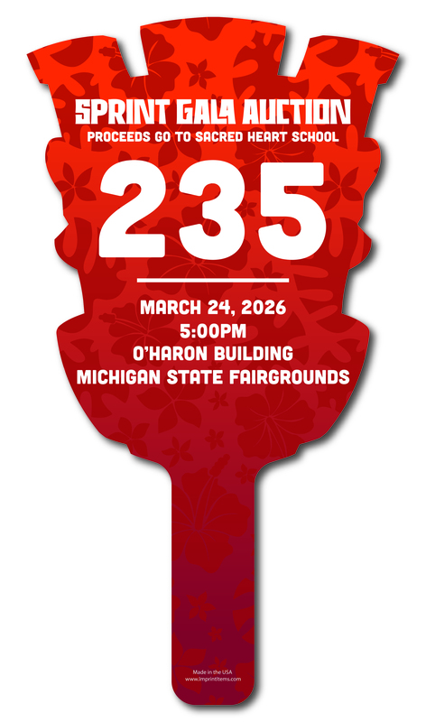 Custom shaped corrugated plastic bidder auction paddles / hand fans with... from ASI 54322 FireSprint Printing