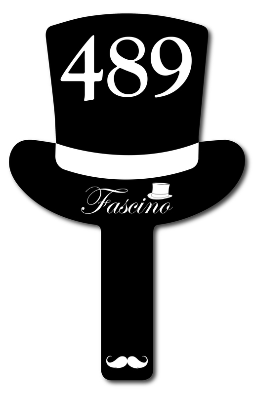 Custom shaped corrugated plastic bidder auction paddles / hand fans with... from ASI 54322 FireSprint Printing