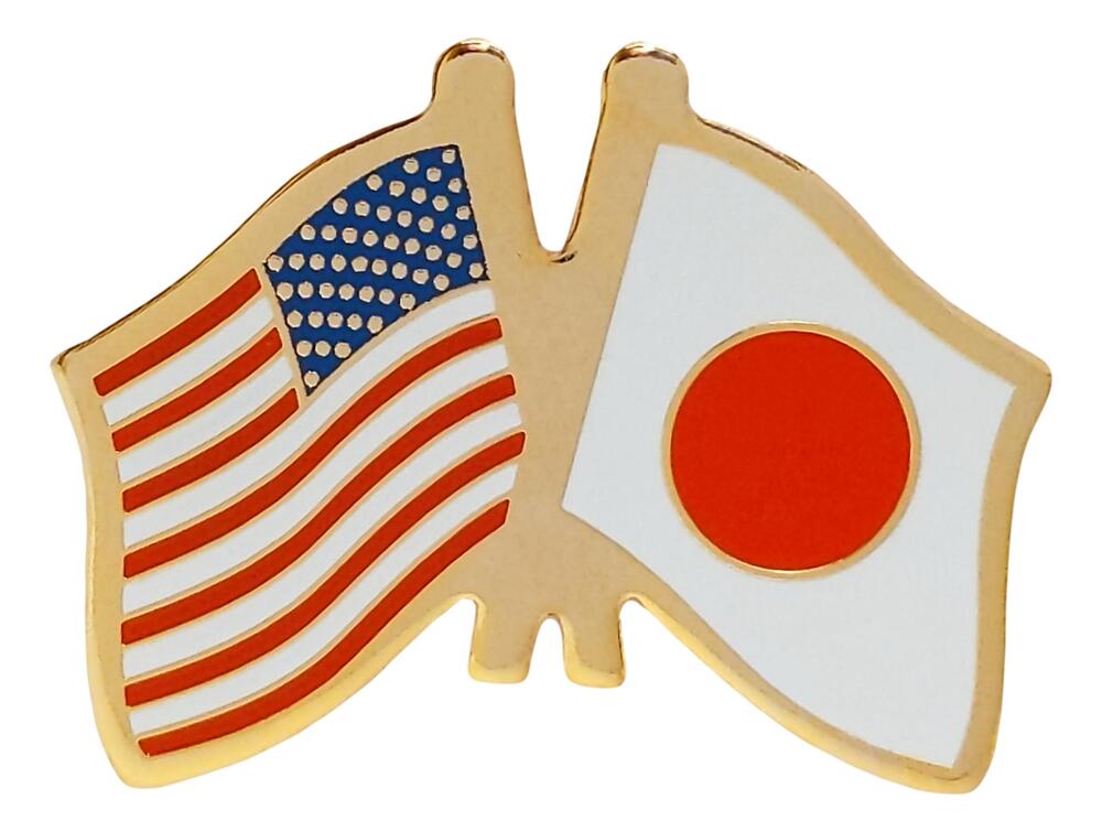 US / American and Japan Flags Friendship Lapel Pin