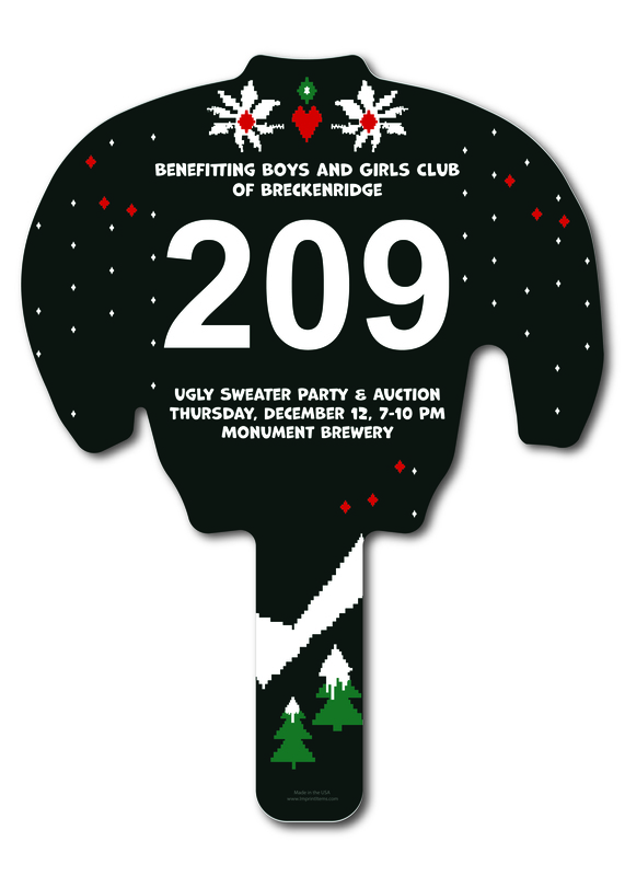 Custom shaped corrugated plastic bidder auction paddles / hand fans with... from ASI 54322 FireSprint Printing