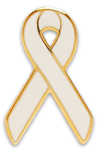 White Right to Life Ribbon Lapel Pin