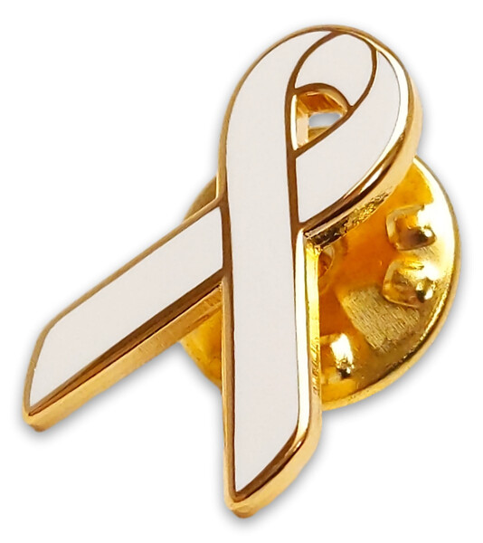 White Right to Life Ribbon Lapel Pin