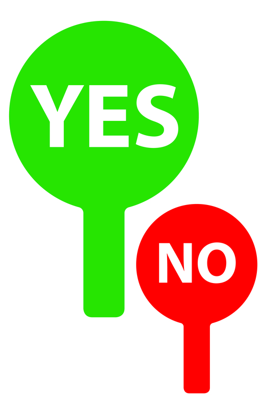 Corrugated Plastic Auction Paddle with Double Sided Full Color Yes No... from ASI 54322 FireSprint Printing