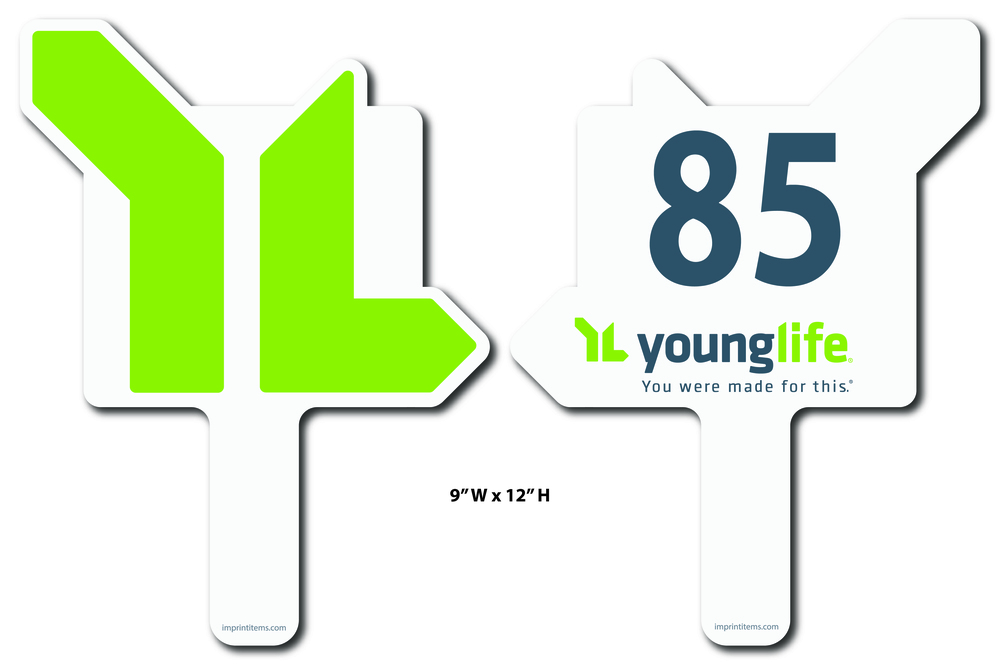 Custom shaped corrugated plastic bidder auction paddles / hand fans with... from ASI 54322 FireSprint Printing