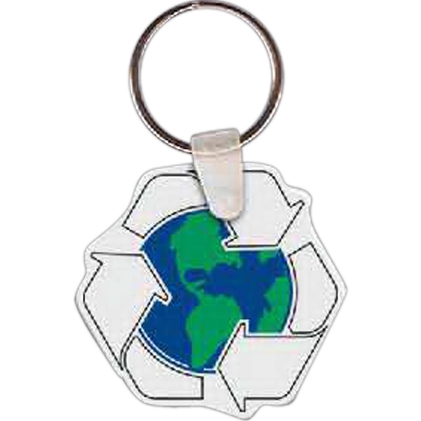 Key tag with recycle sign and earth artwork, 1.84" x 1.75"... from ASI 56100 Gemini Ind Inc / Gemini Line™