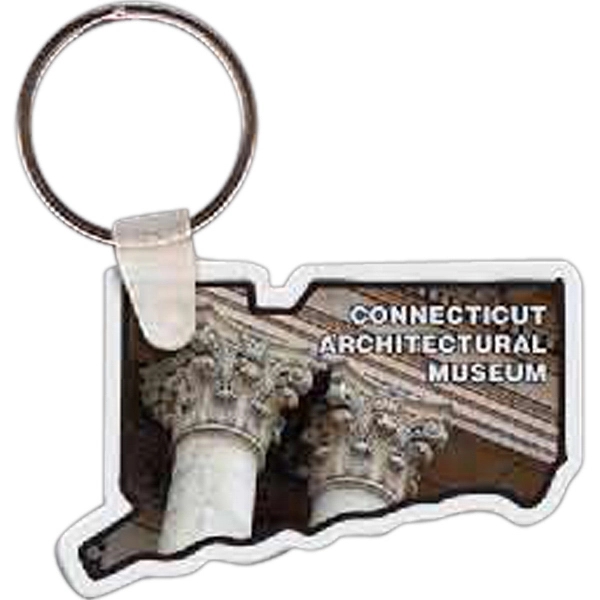 Full color Connecticut shaped key tag that measures 2.28" x 1.46"... from ASI 56100 Gemini Ind Inc / Gemini Line™