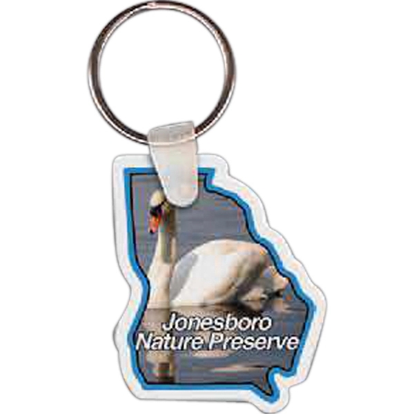 Full color Georgia shaped key tag that measures 1.55" x 1.86".... from ASI 56100 Gemini Ind Inc / Gemini Line™