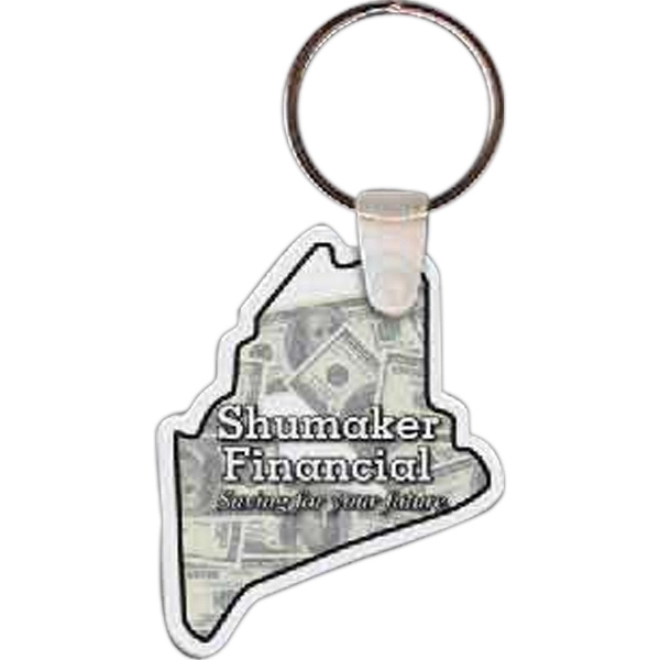 Full color Maine shaped key tag that measures 1.64" x 2.05"... from ASI 56100 Gemini Ind Inc / Gemini Line™