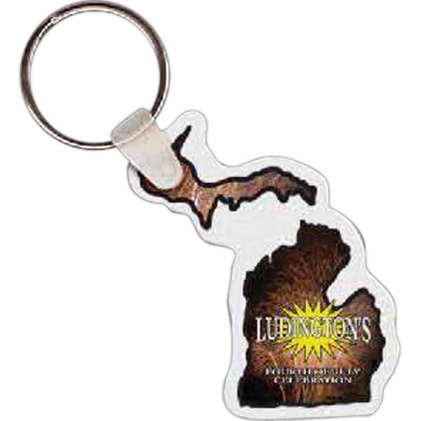 Full color Michigan shaped key tag that measures 1.93" x 2.20"... from ASI 56100 Gemini Ind Inc / Gemini Line™