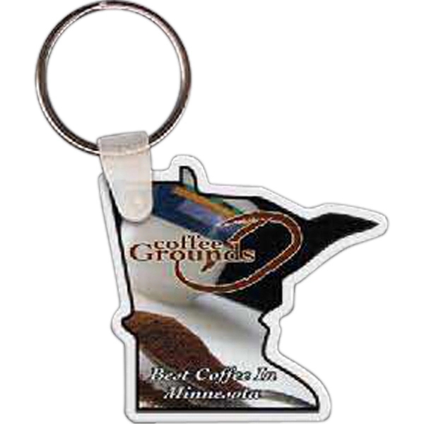 Full color Minnesota shaped key tag that measures 1.94" x 1.79"... from ASI 56100 Gemini Ind Inc / Gemini Line™