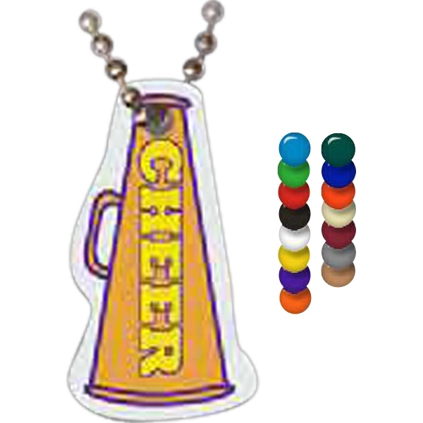 Megaphone-shaped spirit tag that measures 1.12" x 1.87" that features a... from ASI 56100 Gemini Ind Inc / Gemini Line™