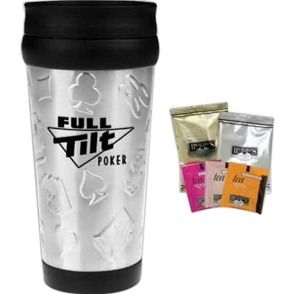 Stainless steel tumbler with casino design and black plastic liner.... from ASI 71920 Moderne Glass Company Inc / Glass America 