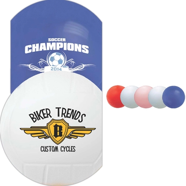 4 1/4" mini soft vinyl volleyball with a re-inflatable athletic valve.... from ASI 55675 Galaxy Balloons Inc / Galactic Fun Time Line