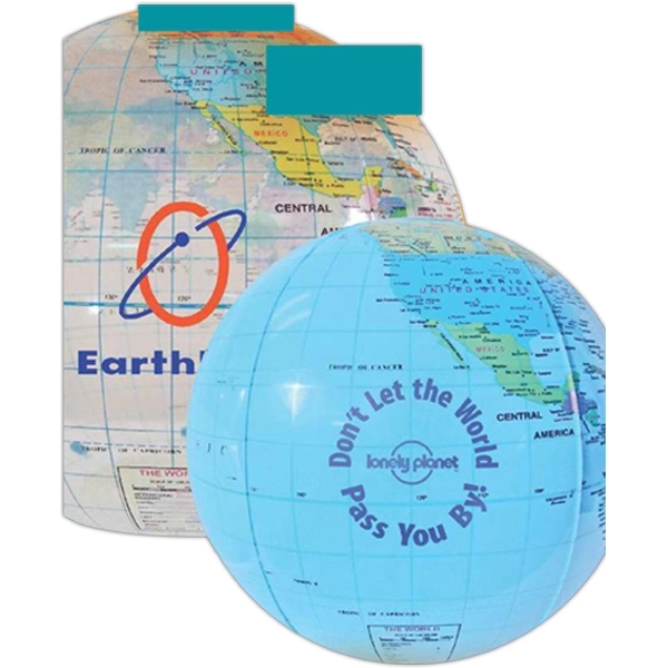 Globe beach ball made of durable vinyl and features an air... from ASI 55675 Galaxy Balloons Inc / Galactic Fun Time Line