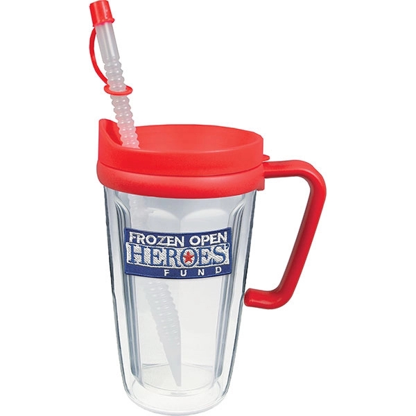 Double Wall  Thermal Travel Mug with handle and Embroidered Emblem.... from ASI 61952 Howw Mfg Co Inc / Howw USA