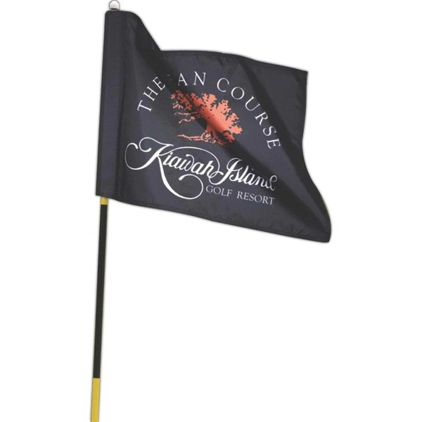 20" x 14" full-color golf pin flag with rotating plastic tube... from ASI 36558 Aprons, Etc.