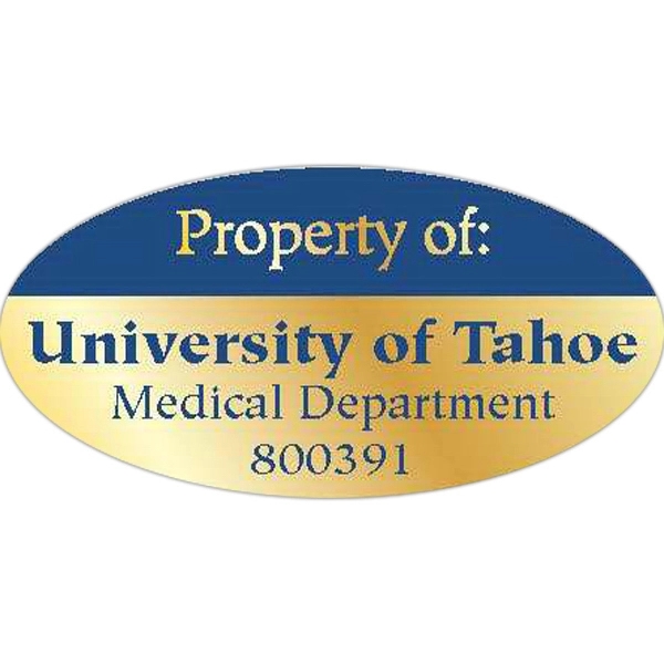 Four color oval shaped weather-resistant outdoor labels.... from ASI 66040 Label Works