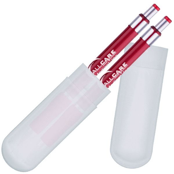 Gift set with translucent color barrel pen and mechanical pencil with... from ASI 86850 Shepenco/Shelbyville Pencil Co, Inc / SHEPENCO (R)