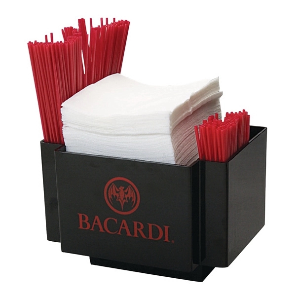 Napkin caddy made of ABS plastic with 2 side straw pockets.... from ASI 57655 STOPNGO Line