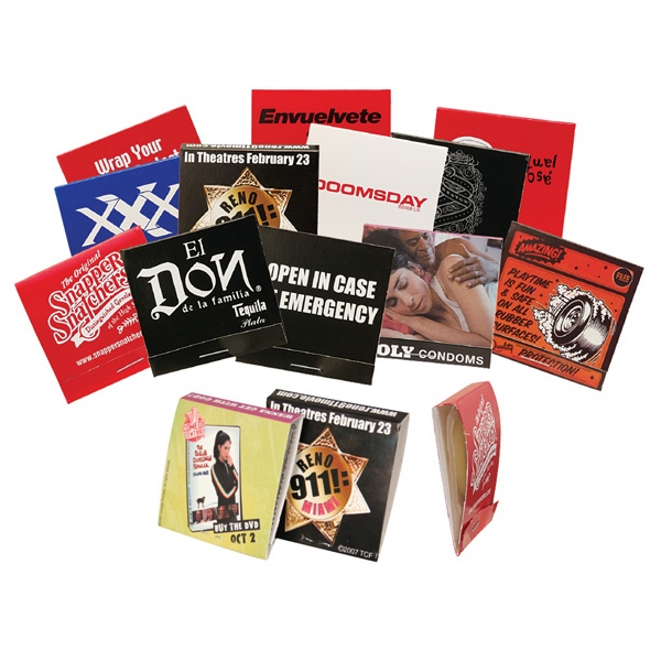 Condoms in matchbook-style packaging with a full-color process imprint.... from ASI 57655 STOPNGO Line / STOPNGO LINE™