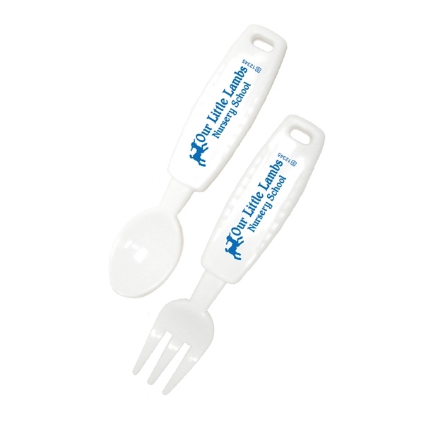 White fork and spoon set, ideal for kids at home or... from ASI 88310 Southeast Plastics / SE Line/SE Little Line