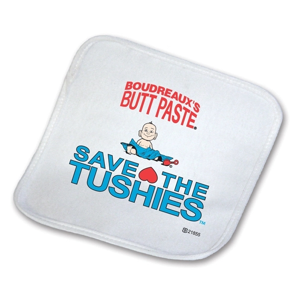 White terry washcloth with white binding, 9 3/4" x 9 3/4".... from ASI 88310 Southeast Plastics / SE Line/SE Little Line