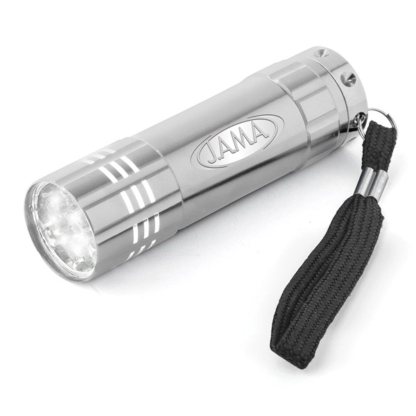 15/16" x 3 1/2" aluminum flashlight with a push button, ribbed... from ASI 88060 Snugz/USA Inc / Sweda®