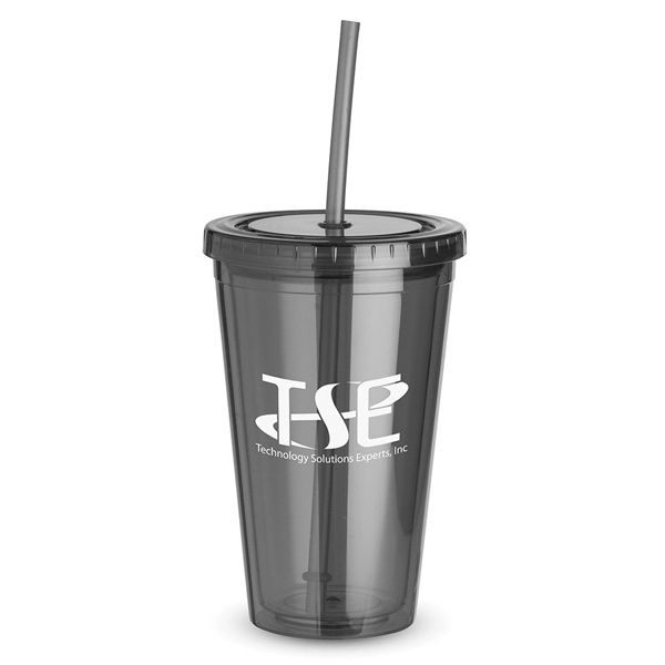 16 oz. acrylic plastic double-walled cup with matching color screw-top lid... from ASI 88060 Snugz/USA Inc / Sweda®
