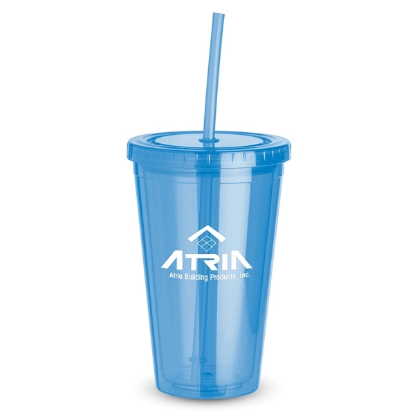 16 oz. acrylic plastic double-walled cup with matching color screw-top lid... from ASI 88060 Snugz/USA Inc / Sweda®