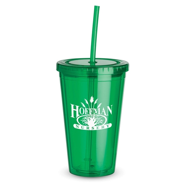 16 oz. acrylic plastic double-walled cup with matching color screw-top lid... from ASI 88060 Snugz/USA Inc / Sweda®