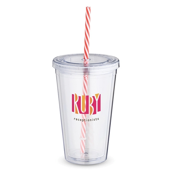 16 oz. acrylic plastic double-walled cup with matching color screw-top lid... from ASI 88060 Snugz/USA Inc / Sweda®