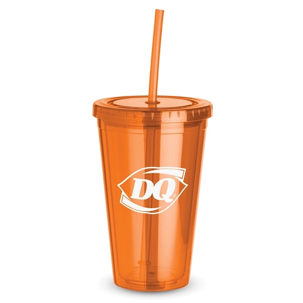 16 oz. acrylic plastic double-walled cup with matching color screw-top lid... from ASI 88060 Snugz/USA Inc / Sweda®