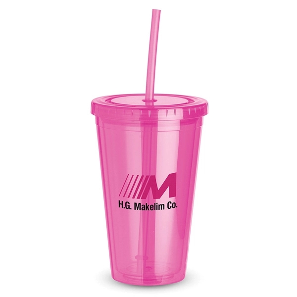 16 oz. acrylic plastic double-walled cup with matching color screw-top lid... from ASI 88060 Snugz/USA Inc / Sweda®