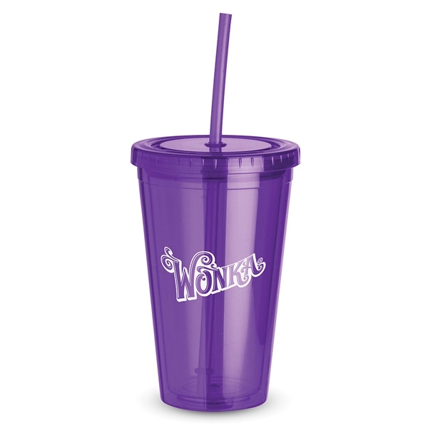 16 oz. acrylic plastic double-walled cup with matching color screw-top lid... from ASI 88060 Snugz/USA Inc / Sweda®